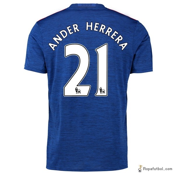 Camiseta Manchester United Replica Segunda Ropa Ander Herrera 2016/17 Azul